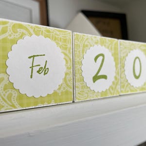 Lime Cream Calendar | Wooden Block Desk Calendar | Handmade Perpetual Calendar | Gift for Organizer | Reusable Office Supply | Teacher Gift.