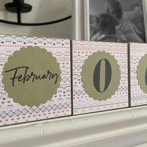 Boho Style Calendar | Hand-Stamped Desk Calendar | Rustic Home & Office Decor | Handmade Block Calendar | Whimsical Green Farmhouse Gift.
