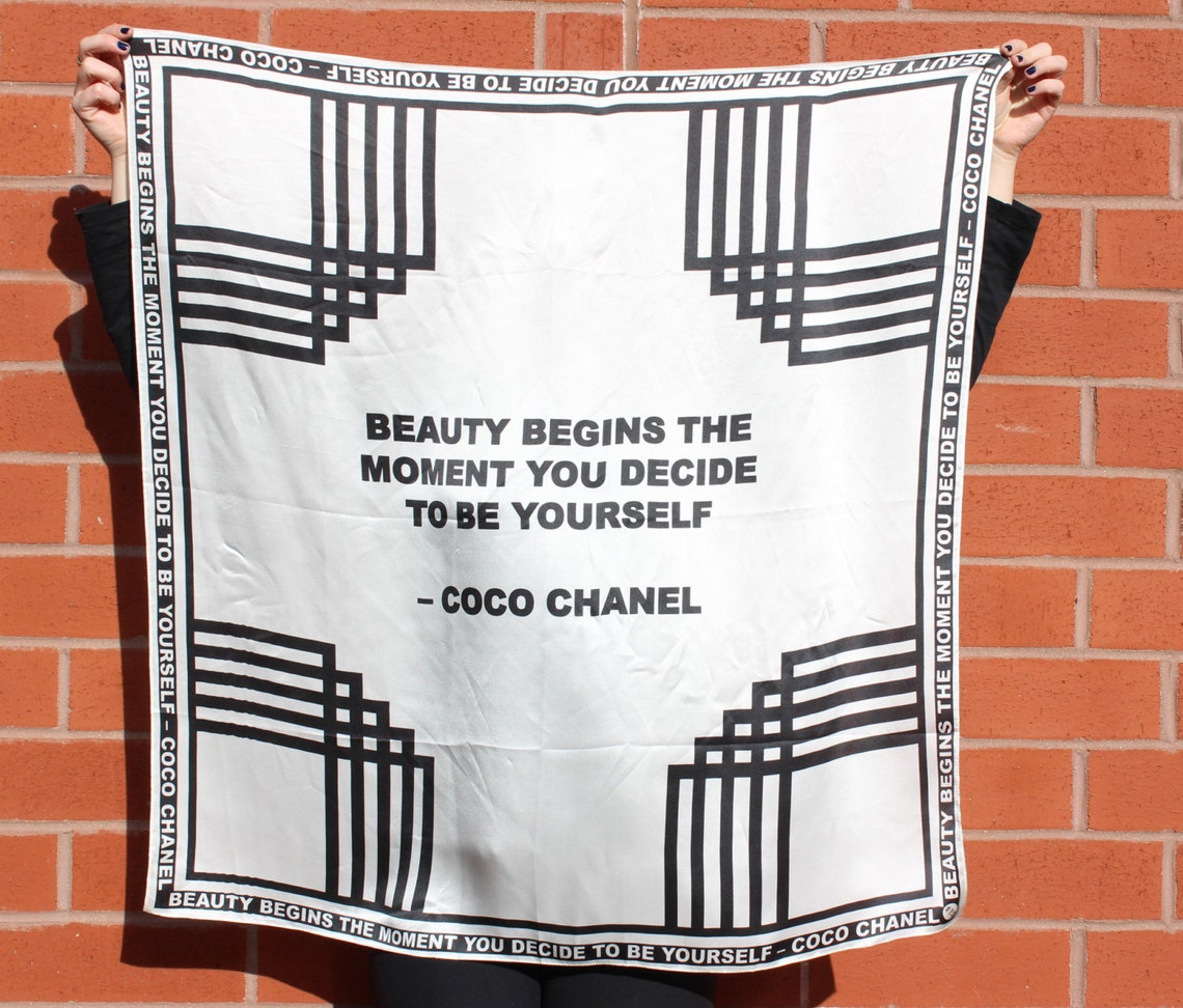 Inspirerende zwart / wit 100 zijde citaat sjaal Etsy