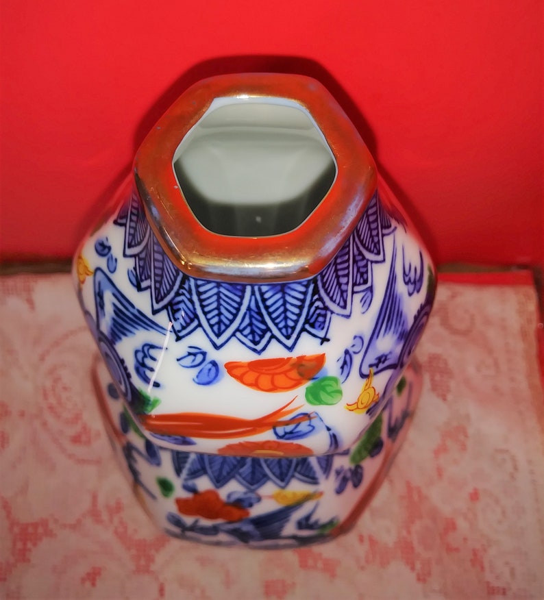 Vintage Japanese Porcelain 8 12 double vase signed