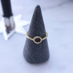 Tiny Hammered Brass Full Moon Ring