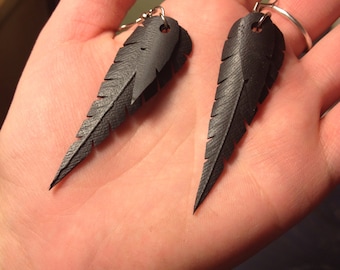 Rubber Feather Earrings- Made from Recycled Bicycle Inner Tubes