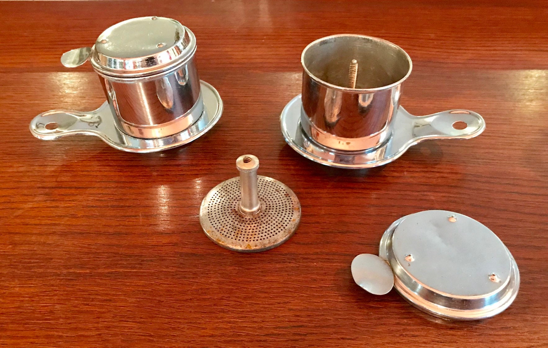 Drip Coffee Makers 2 Antique 1940ish individual chrome drip coffee