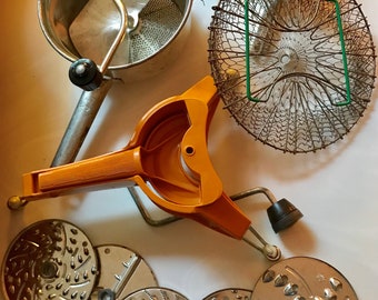 Retro French utensils and tools for the kitchen.