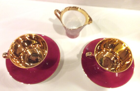 Breakfast SET 22 K Gold Limoges Porcelain Cup and Saucer Set With  
