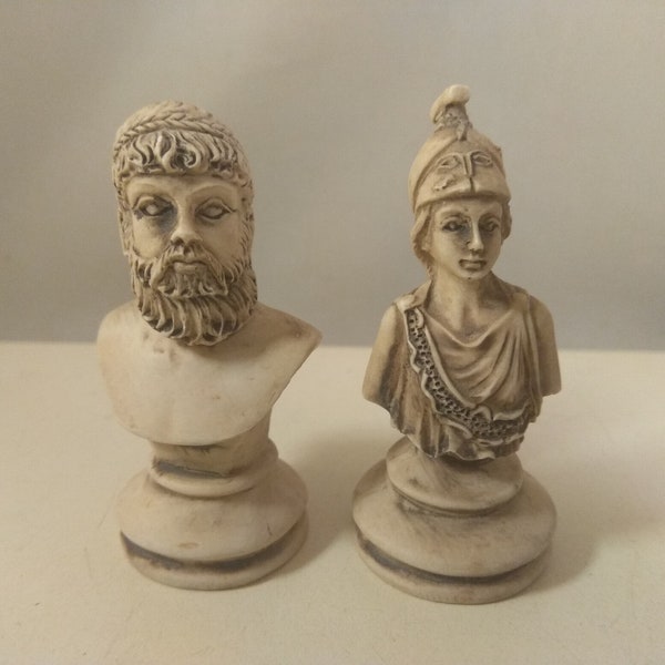 Resin ,Resin ,,Athena, und Zeus ..Miniatur,Statue,2-tlg