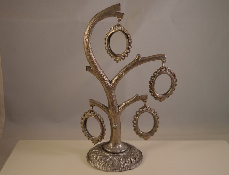 Vintage silver nickel frames,miniature,tree figure
