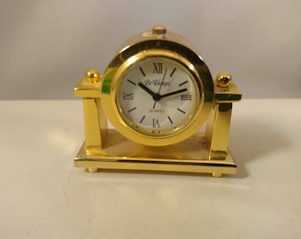 Vintage miniature metal ,gold colored  clock,