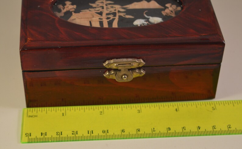 Vintage chinese wooden cork jewelry box