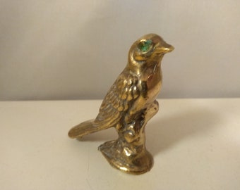 Pájaro de latón macizo vintage, estatuilla animal, miniatura