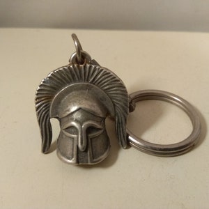 Vintage metal silver tone,key ring,keychain,ancient greek helmet
