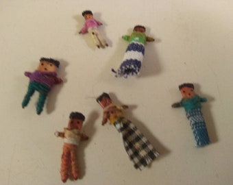 Vintage  guatemala miniature worry dolls..set of .6pcs