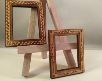 Dollhouse,wooden frames,miniature handmade, items 1/12 scale,set 2 pcs