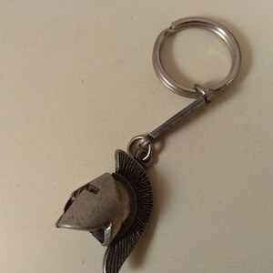 Vintage metal silver tone,key ring,keychain,ancient greek helmet