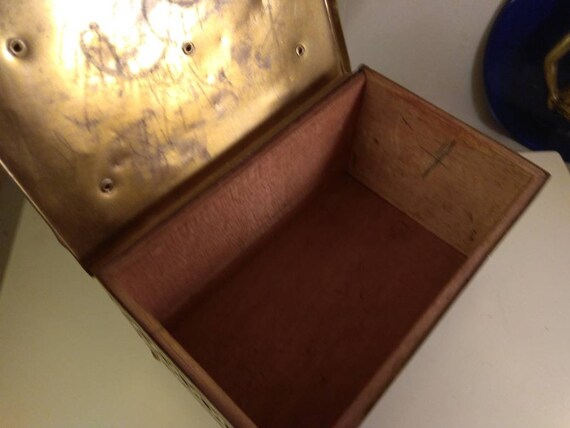 Vintage metal brass,wooden Jewelry Storage,trinke… - image 7