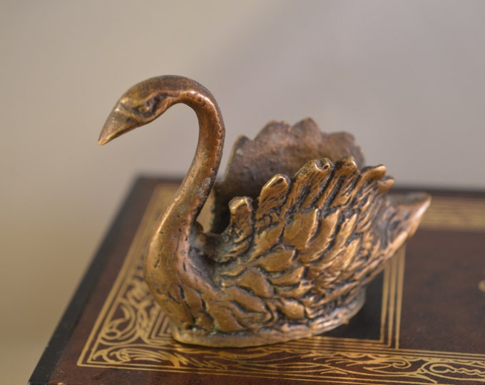 Vintage Brass Toothpick Holder Swananimal Figurineclssic Etsy