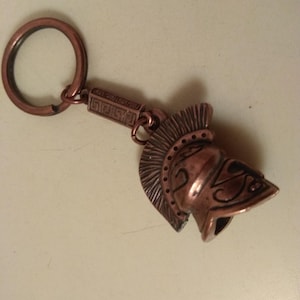 Vintage metal brass tone,key ring,keychain,ancient greek helmet