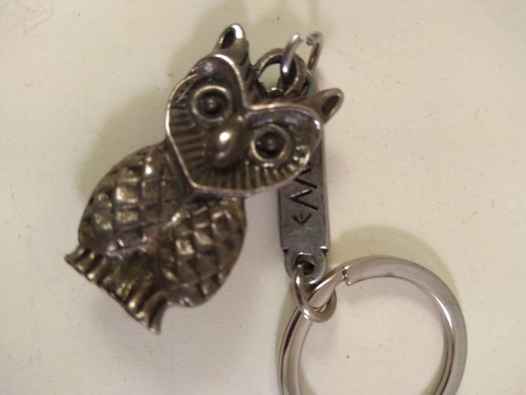 Geer Keys Vintage Metal,silver Tone Key Ring,key Chain,owl Figure - Etsy