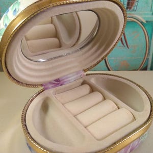 Vintage jewelry box,ring box,with mirror, miniature  as found in boxes