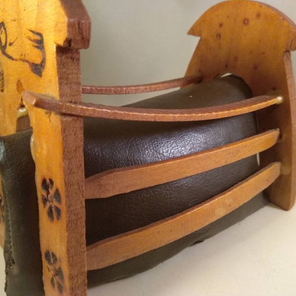 Wooden leather donkey saddle,miniature.