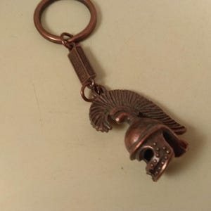 Vintage metal brass tone,key ring,keychain,ancient greek helmet