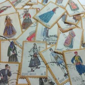 Sellos antiguos de trajes nacionales griegos. Colección de 20 piezas.