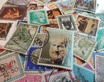 Lot de timbres grecs vintage, collection sur le thème de la Grèce antique, lot. 50 ans et plus. Tous les différents PC, ,