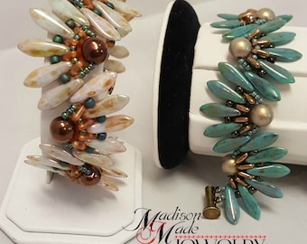 Gebogen dolken armband, pdf-tutorial kralenweven, kralenpatroon, gemiddeld, dolk, rocailles, weefgetouwkralen, driehoekige kralen