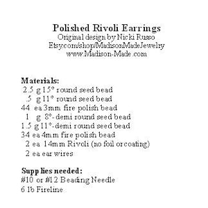 Polished Rivoli Earrings, PDF beading tutorial, beadweaving pattern, beadwoven, rivoli, seed beads, How to tutorial, Advanced beginner, demi image 8