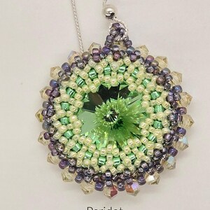 BEADS ONLY, Stardust Earrings kit, beadweaving pattern, beadwoven, rivoli, seed beads, bicone, no slip ear wire Peridot