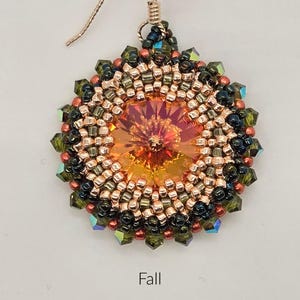 BEADS ONLY, Stardust Earrings kit, beadweaving pattern, beadwoven, rivoli, seed beads, bicone, no slip ear wire Fall