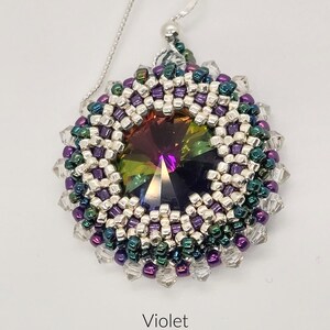 BEADS ONLY, Stardust Earrings kit, beadweaving pattern, beadwoven, rivoli, seed beads, bicone, no slip ear wire Violet