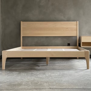 Maple &quot;June&quot; Platform Bed, Available in Walnut, Custom Bed Frame, Made To Order, Mid Century Bed