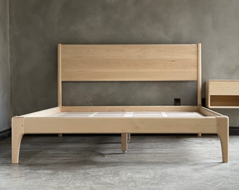 Maple "June" Platform Bed, Available in Walnut, Custom Bed Frame, Made To Order, Mid Century Bed