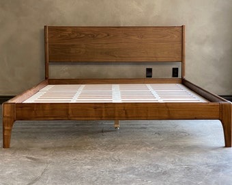 Walnut Platform Bed // June Platform Bed // Mid Century Bed Frame