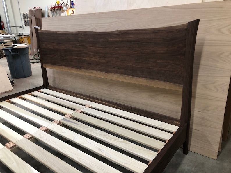 Black Walnut Platform Bed Mid Century Modern Live Edge Bed Frame image 10