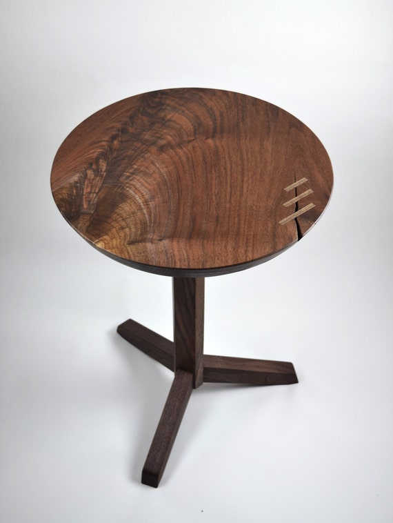 Walnut Pedestal Table Mid Century Modern Table Round Etsy