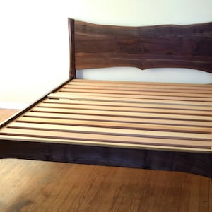Black Walnut Platform Bed Mid Century Modern Live Edge Bed Frame image 1