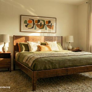 Walnut Platform Bed, Mid Century Modern Bed Frame
