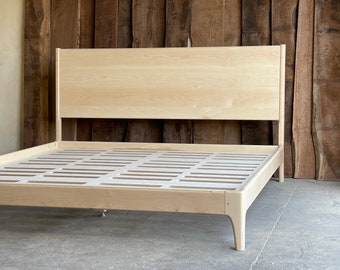 Tall Headboard platform Bed // June Platform Bed // Maple Bed Frame // Walnut Bed Frame