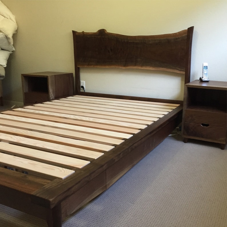 Black Walnut Platform Bed Mid Century Modern Live Edge Bed Frame image 6