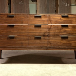 Black Walnut Vanity -- Grain Matched Fronts -- Customizable -- Mid Century Modern Style -- Double Sink Vanity