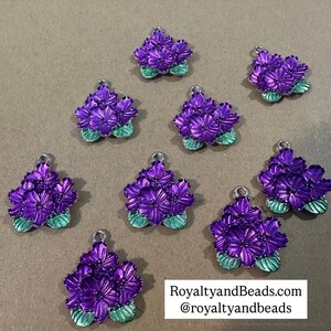 Purple flower charms (silver)