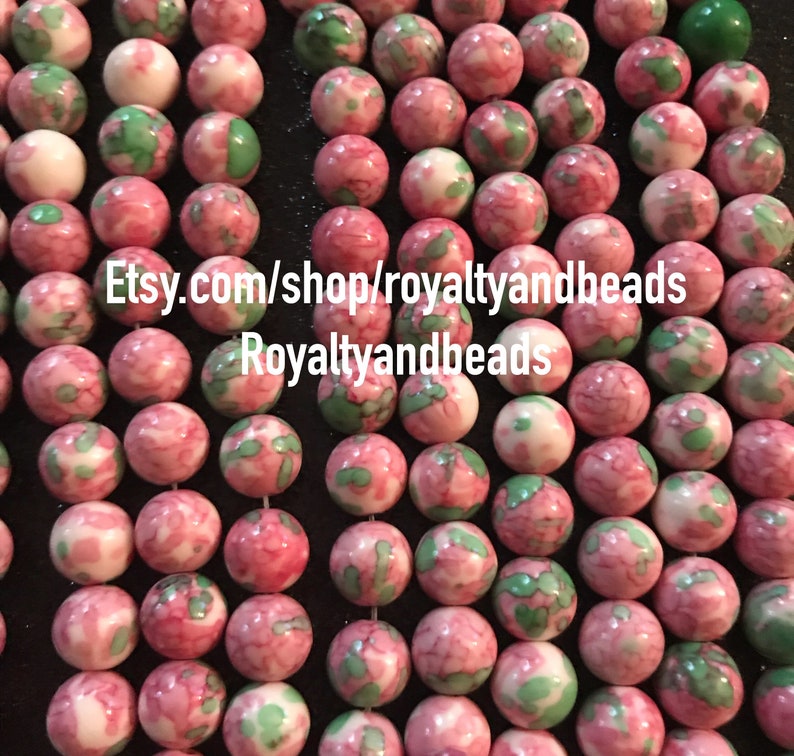 Pink and green beads -