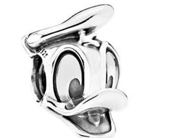 Donald Duck Charm / Bead in Sterling Silver, Compatible with all European style Charm Bracelets and Necklaces.