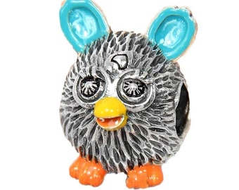 Furby Sterling Silver and colourful Enamel Bead/Charm or Pendant, Compatible with all European style Charm Bracelets, Necklaces & Anklets