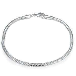 Unisex Sterling Silver 3mm thick Snake chain Bracelet with 10mm Lobster Clasp Sizes available 17cm, 18cm. 19cm, 20cm, 21cm, 22cm, 23cm, 24cm