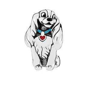 Lady from Lady and the Tramp Bead in Sterling Silver S925 and Enamel, Compatible with all European style Charm Bracelets and Necklaces.