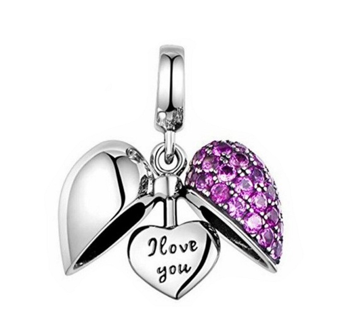 Oxidized LOVE YOU Heart Charm main image 0