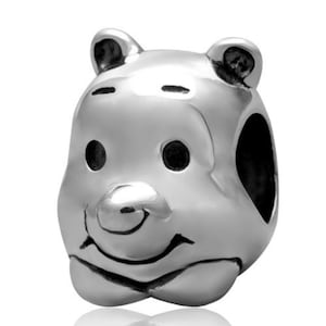 Winnie the Pooh Charm Bead made with Sterling Silver, Compatible with all makes of European Style Charm Bracelets and Charm Necklaces